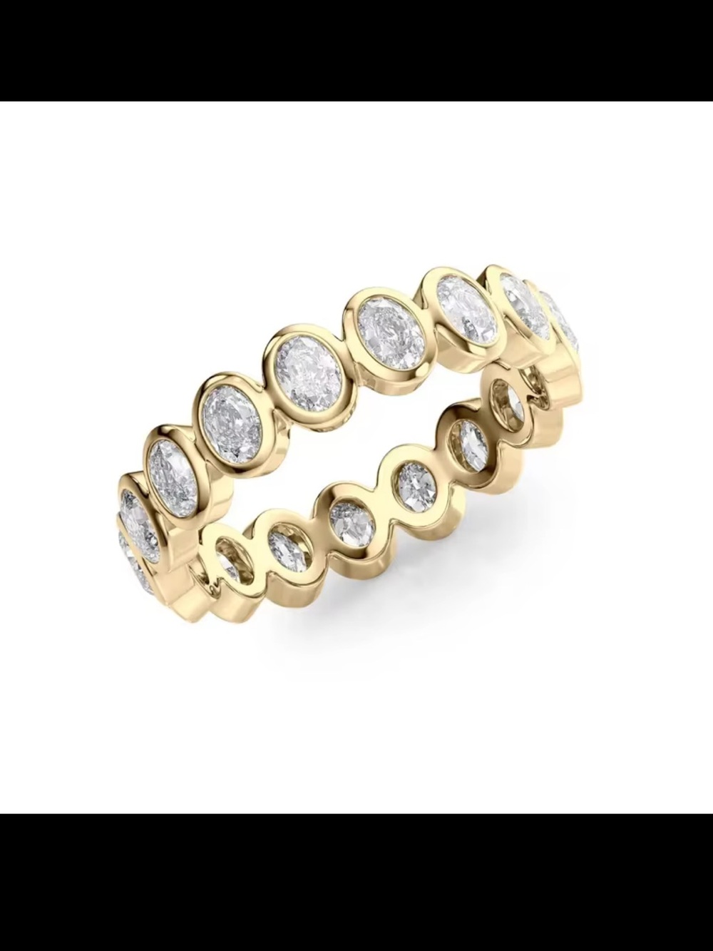 14kGold plated silver 925 Eternity Band with Oval White Stones
